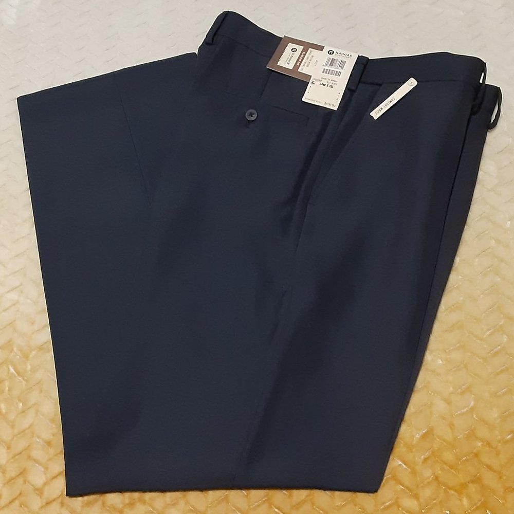 Men's Haggar Clothing Travel Performance Dress Pants Size 34 X 32-Retail $100.00
